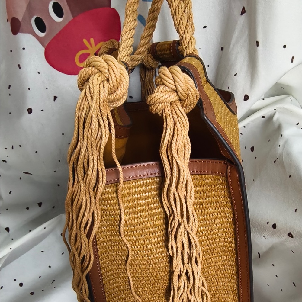 Marni Mustard Woven Tote with Braided Fringe - Picture 8 of 13